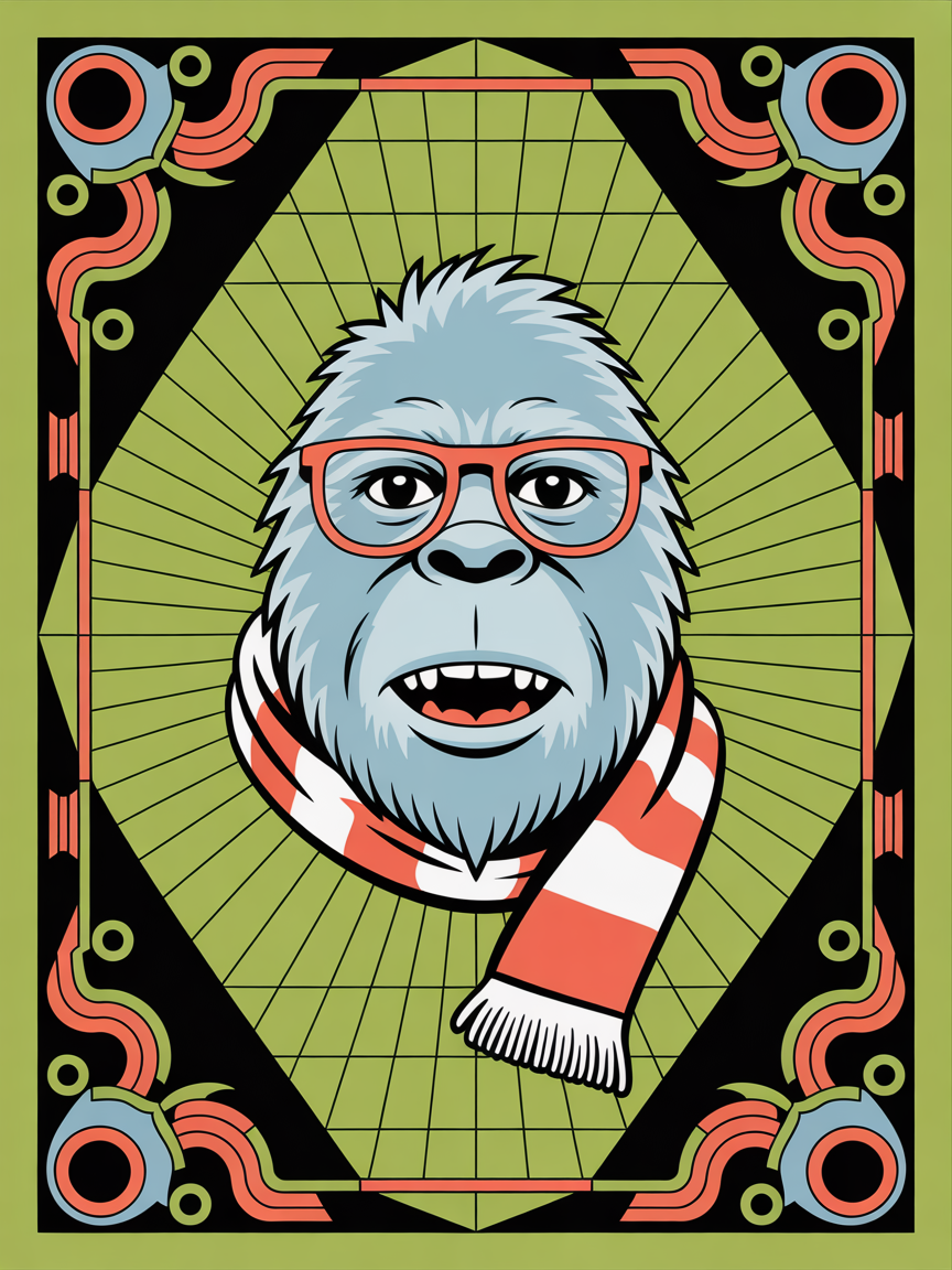 Football scarf yeti with glasses | mood image