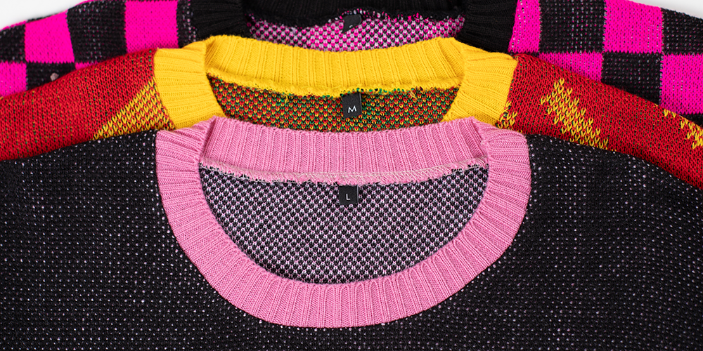 Knit sweater ribbed collar