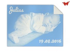 Baby Strickdecke mit Name und Foto 
