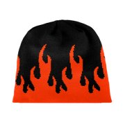 Knitted beanie flames 