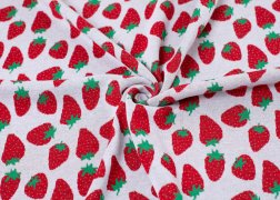 Baumwollstoff Erdbeeren gestrickt 